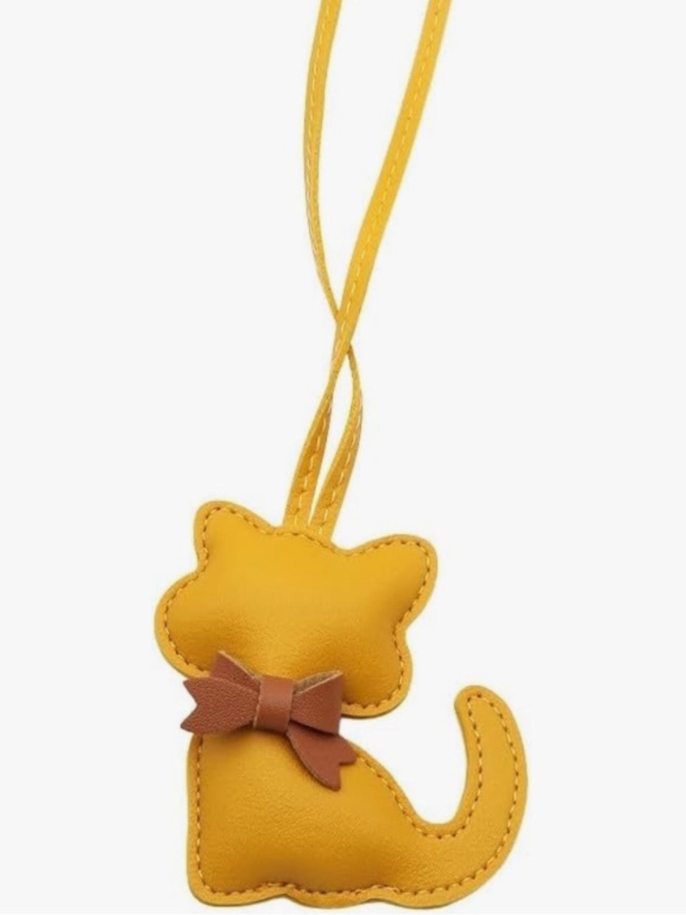 Yellow Leather Cat Purse Charm